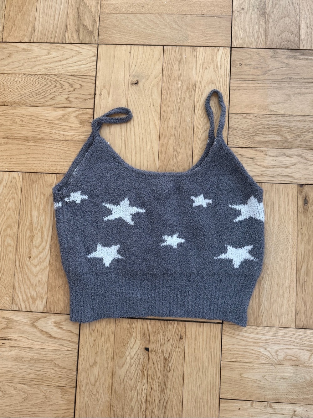 Garage Gray Star Knit Tank Top - White Stars